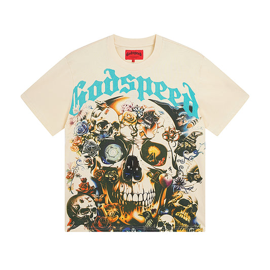 Men’s Beige Rock Street Vintage Washed T-Shirt (Crafted Print) 3001