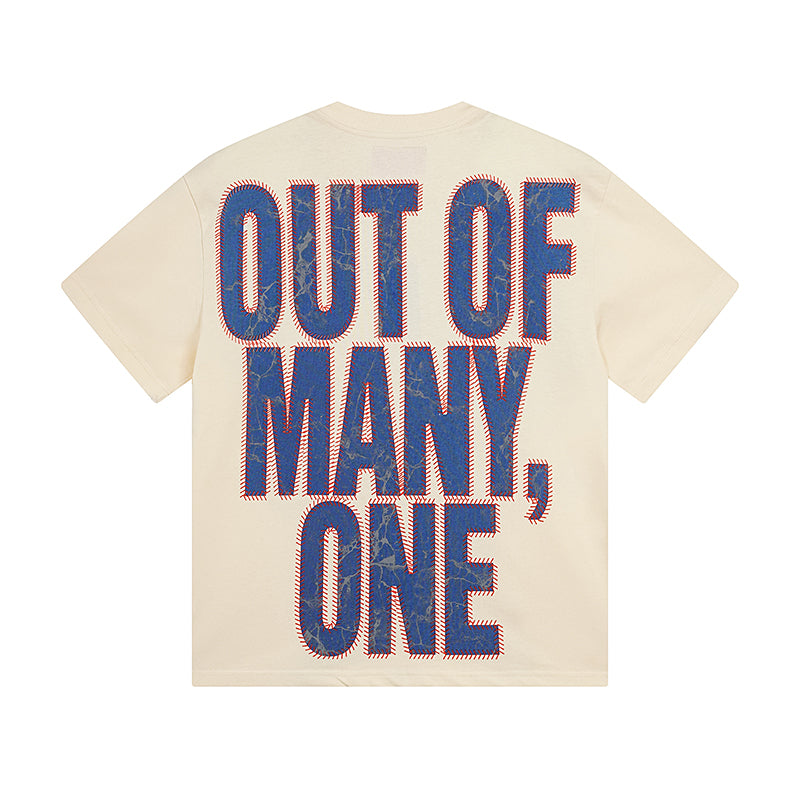 Men’s White & Beige Rock Street Vintage Washed T-Shirt (Crafted Print) 3003