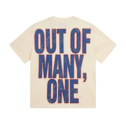 Men’s White & Beige Rock Street Vintage Washed T-Shirt (Crafted Print) 3003