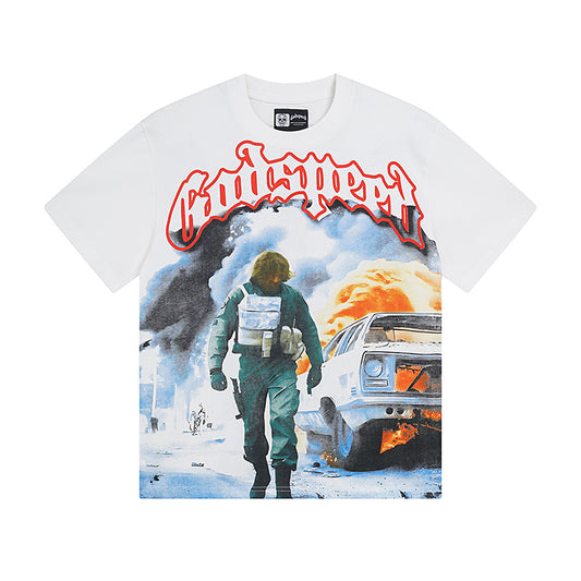 Men’s White Rock Street Vintage Washed T-Shirt (Crafted Print) 3006