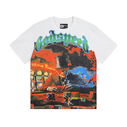 White Street Vintage Washed T-Shirt (Crafted Print) 3013