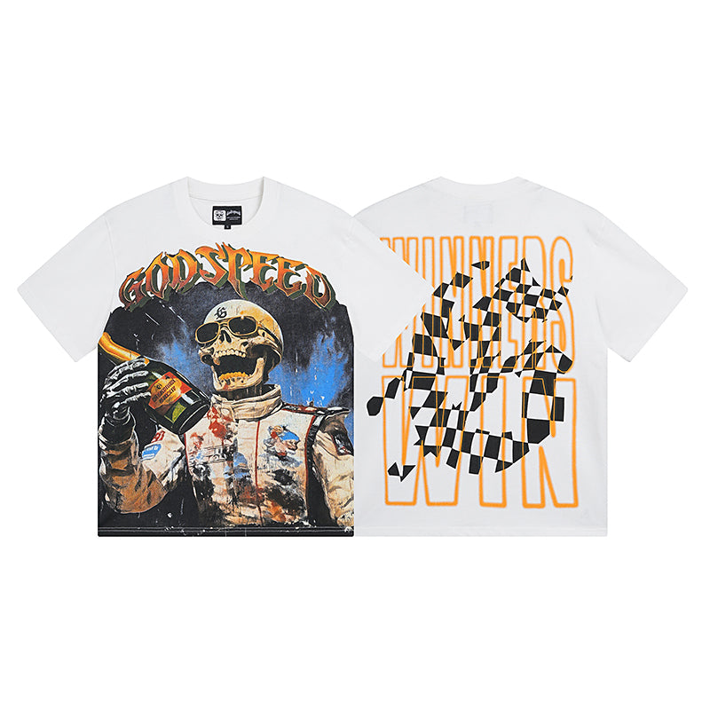 White Street Vintage Washed T-Shirt (Crafted Print) 3016