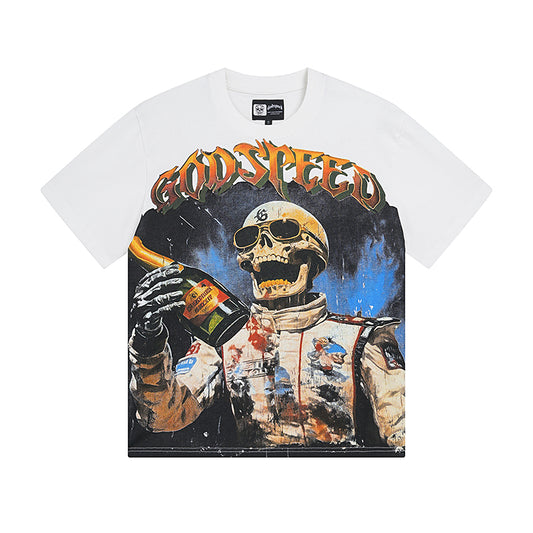 White Street Vintage Washed T-Shirt (Crafted Print) 3016