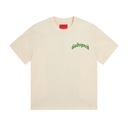 White & Beige Street Vintage Washed T-Shirt (Crafted Print) 3020