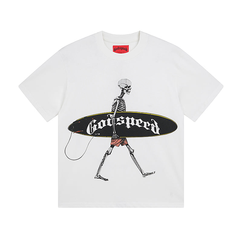 White & Beige Street Vintage Washed T-Shirt (Crafted Print) 3025