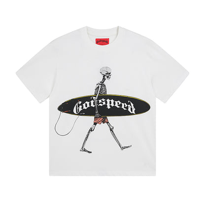 White & Beige Street Vintage Washed T-Shirt (Crafted Print) 3025