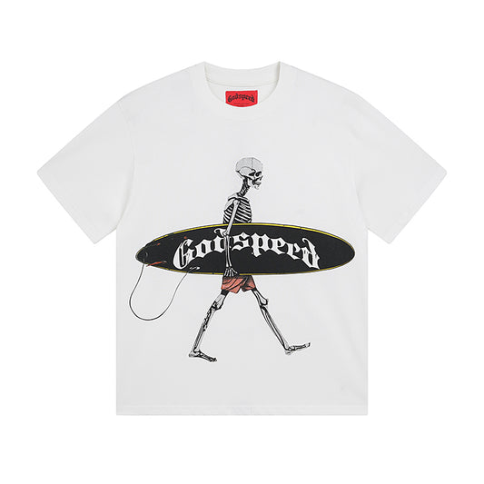 White & Beige Street Vintage Washed T-Shirt (Crafted Print) 3025