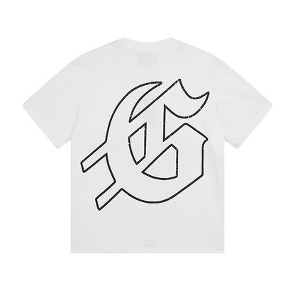 White & Beige Street Vintage Washed T-Shirt (Crafted Print) 3025