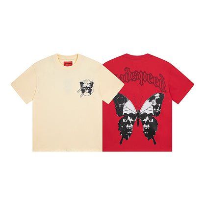 Red & Beige Street Vintage Washed T-Shirt (Crafted Print) 3026