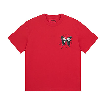 Red & Beige Street Vintage Washed T-Shirt (Crafted Print) 3026