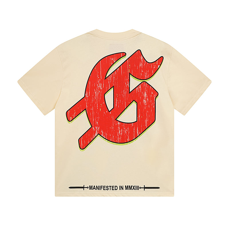 Beige Street Vintage Washed T-Shirt (Crafted Print) 3033