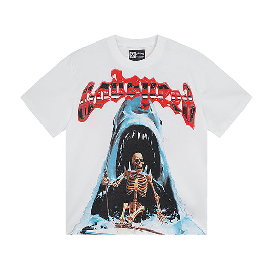 White & Beige Street Vintage Washed T-Shirt (Crafted Print) 3035
