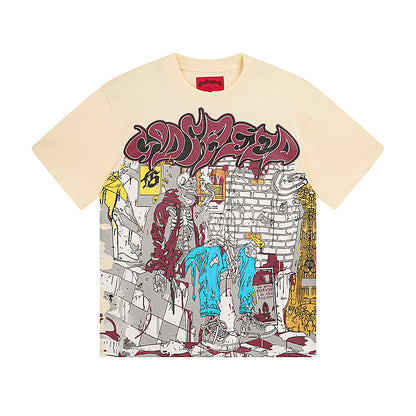 Beige Street Vintage Washed T-Shirt (Crafted Print) 3036