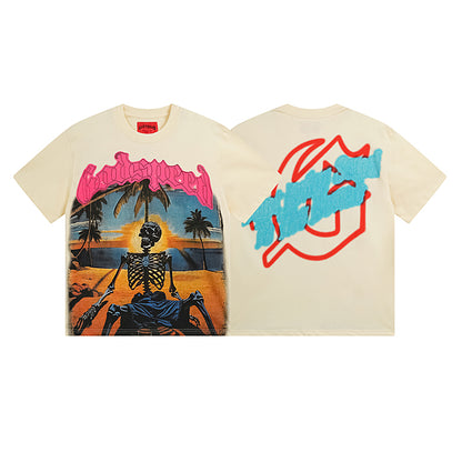 Beige Street Vintage Washed T-Shirt (Crafted Print) 3052