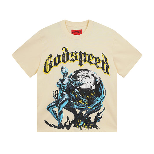 Beige Street Vintage Washed T-Shirt (Crafted Print) 3055