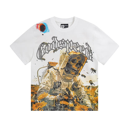 White Street Vintage Washed T-Shirt (Crafted Print) 3063