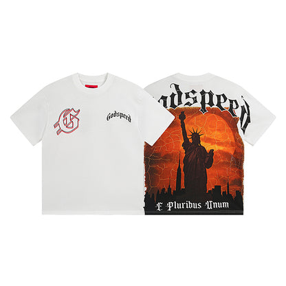 T-shirt homme blanc délavé style vintage (impression artisanale) 3072