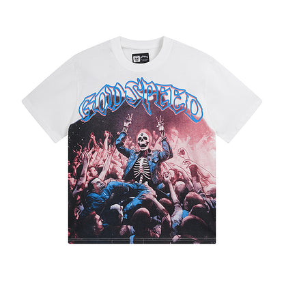 T-shirt homme blanc délavé style vintage (impression artisanale) 3075