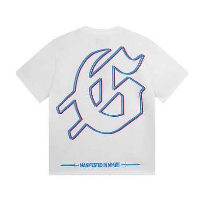 T-shirt homme blanc délavé style vintage (impression artisanale) 3075