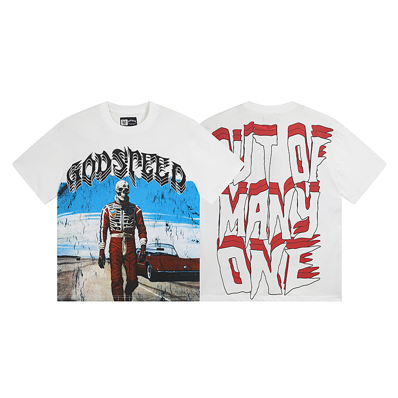 T-shirt homme blanc délavé style vintage (impression artisanale) 3087