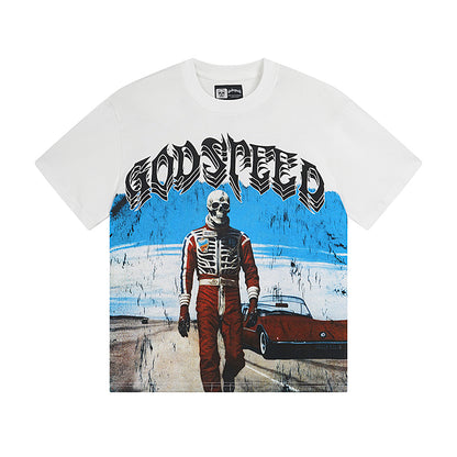 T-shirt homme blanc délavé style vintage (impression artisanale) 3087