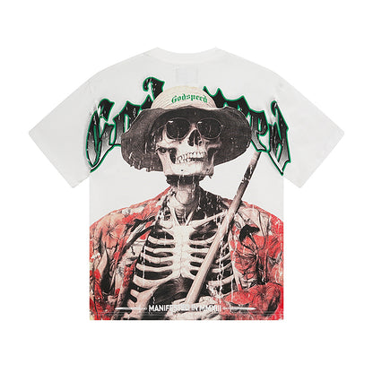 T-shirt homme blanc délavé style vintage (impression artisanale) 3093