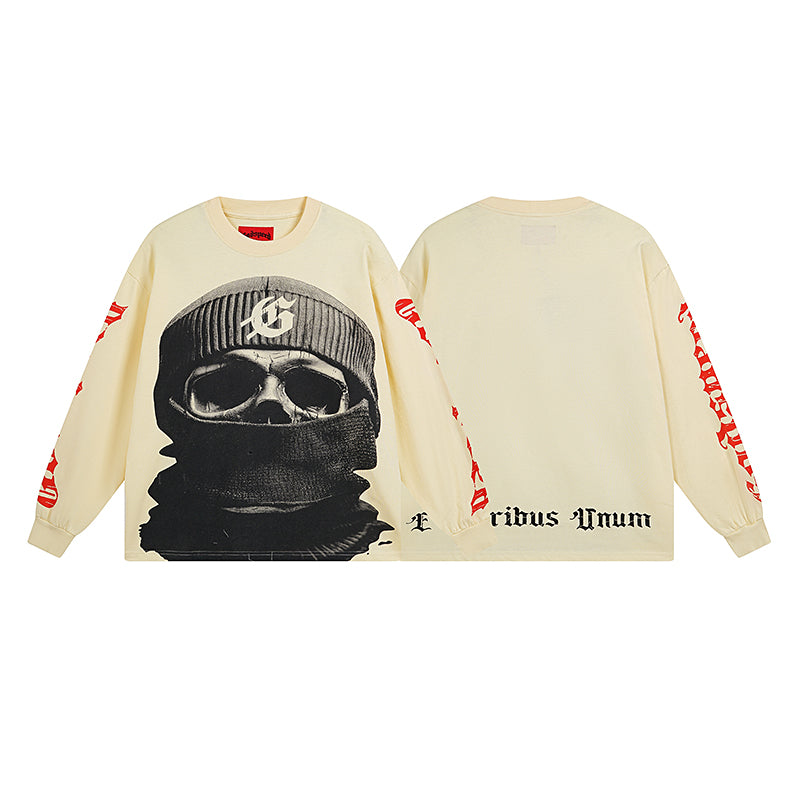 Beige Street Vintage Washed Long Sleeve T-Shirt (Crafted Print) 3097