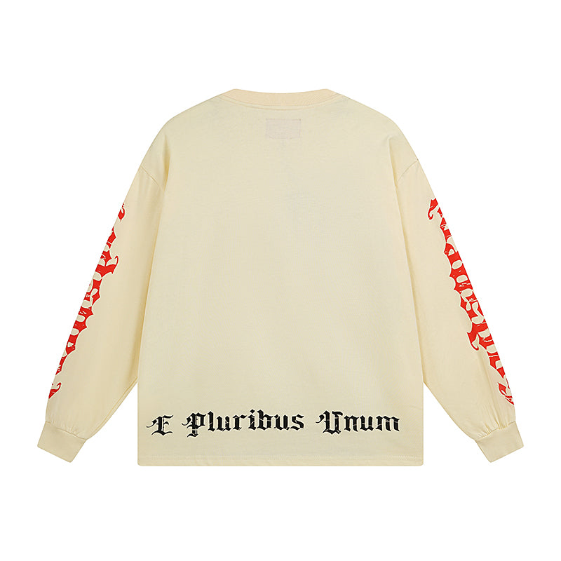 Beige Street Vintage Washed Long Sleeve T-Shirt (Crafted Print) 3097