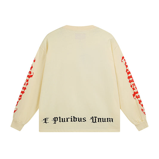 Beige Street Vintage Washed Long Sleeve T-Shirt (Crafted Print) 3097