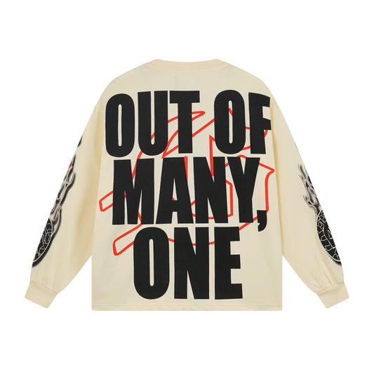 Beige Street Vintage Washed Long Sleeve T-Shirt (Crafted Print) 3098