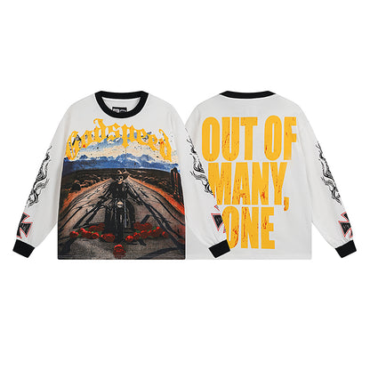 T-shirt à manches longues pour homme, style vintage, blanc (impression artisanale) 3100