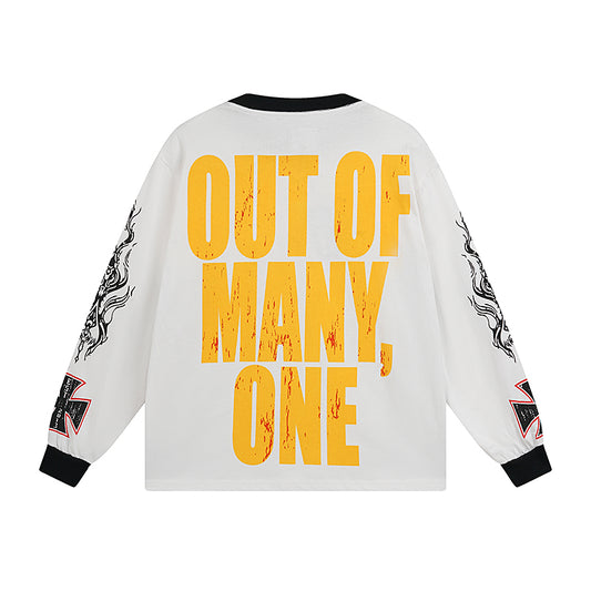 White Street Vintage Washed Long Sleeve T-Shirt (Crafted Print) 3100