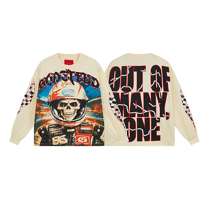 Beige Street Vintage Washed Long Sleeve T-Shirt (Crafted Print) 3102