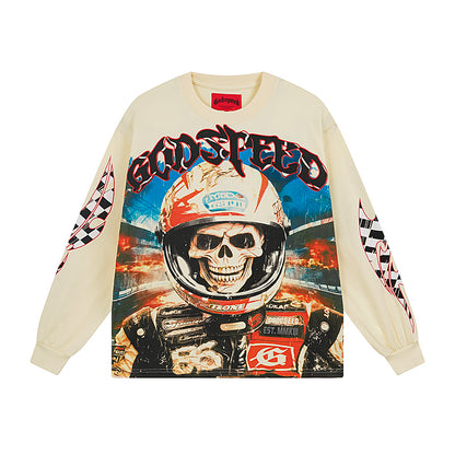 Beige Street Vintage Washed Long Sleeve T-Shirt (Crafted Print) 3102