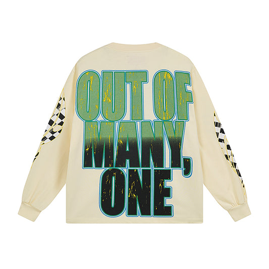 Beige Street Vintage Washed Long Sleeve T-Shirt (Crafted Print) 3105