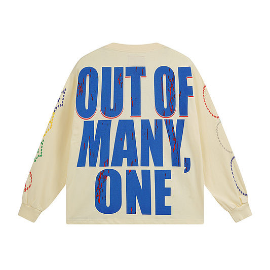 Beige Street Vintage Washed Long Sleeve T-Shirt (Crafted Print) 3106