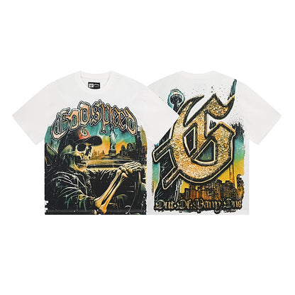 T-shirt homme blanc délavé style vintage (impression artisanale) 3120