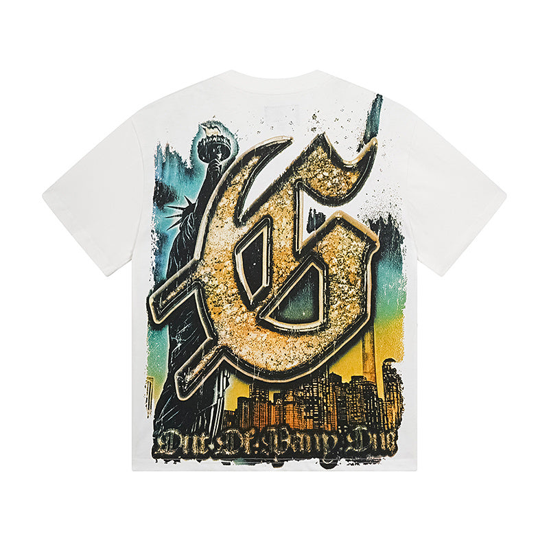 T-shirt homme blanc délavé style vintage (impression artisanale) 3120