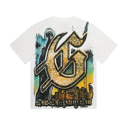 T-shirt homme blanc délavé style vintage (impression artisanale) 3120