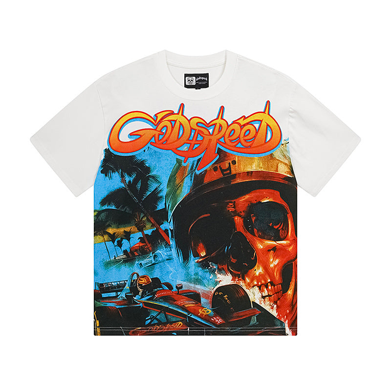 T-shirt homme blanc délavé style vintage (impression artisanale) 3121
