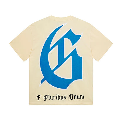 T-shirt beige délavé style vintage pour homme (impression artisanale) 3123