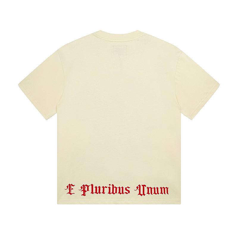 T-shirt beige délavé style vintage pour homme (impression artisanale) 3127
