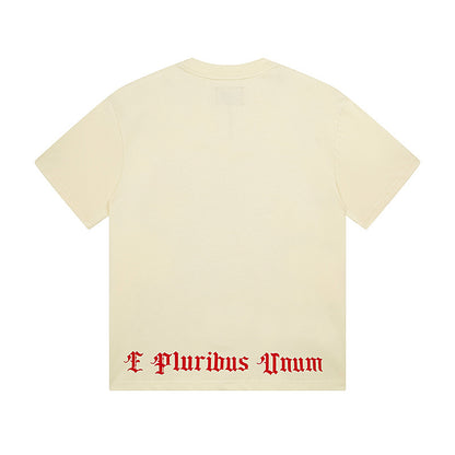 T-shirt beige délavé style vintage pour homme (impression artisanale) 3127