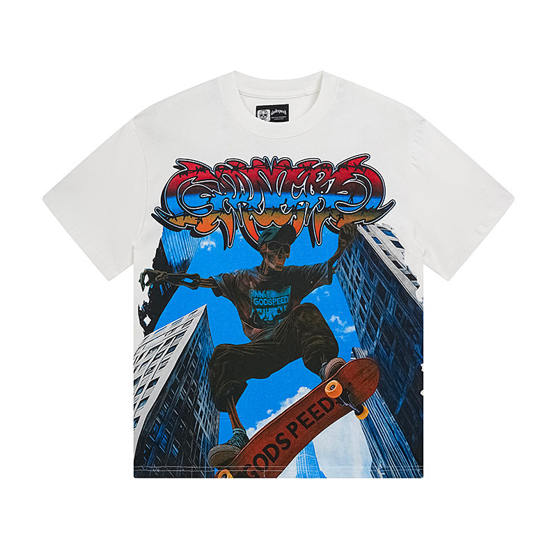 T-shirt homme blanc délavé style vintage (impression artisanale) 3128