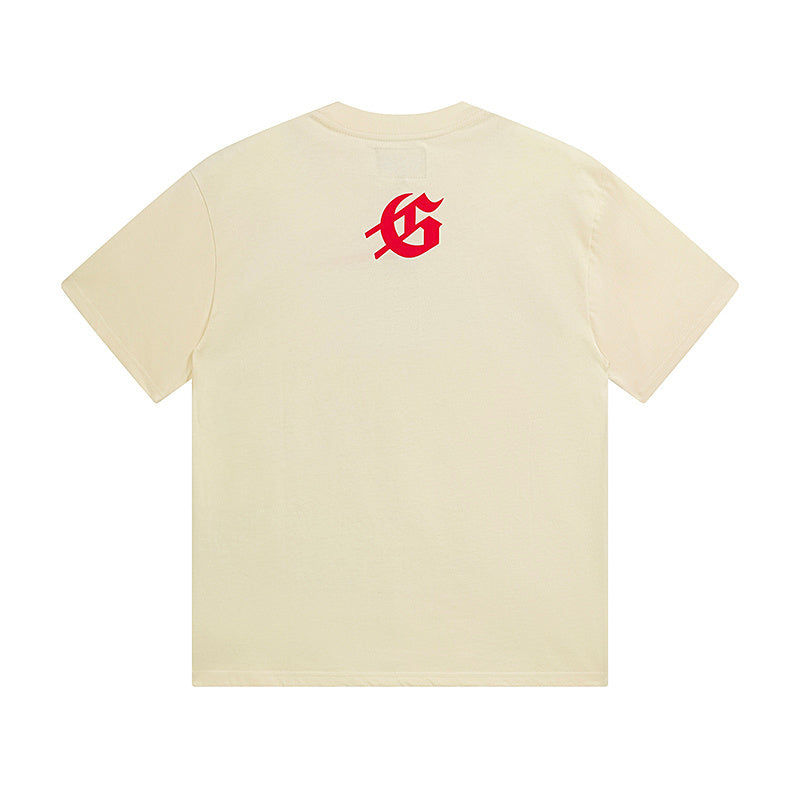 T-shirt beige délavé style vintage pour homme (impression artisanale) 3152
