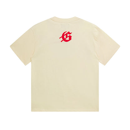 T-shirt beige délavé style vintage pour homme (impression artisanale) 3152