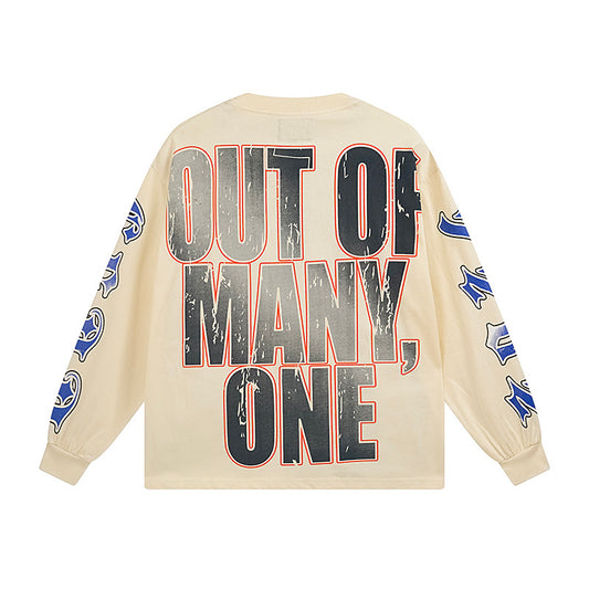 Beige Street Vintage Washed Long Sleeve T-Shirt (Crafted Print) 3157