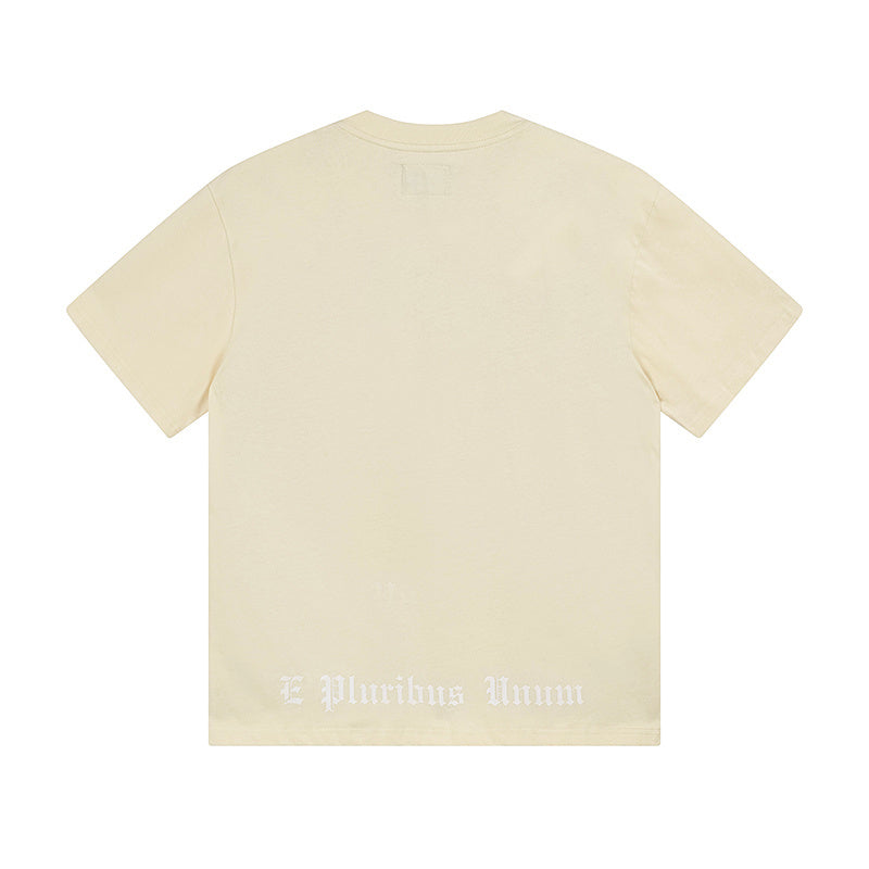 T-shirt beige délavé style vintage pour homme (impression artisanale) 3163