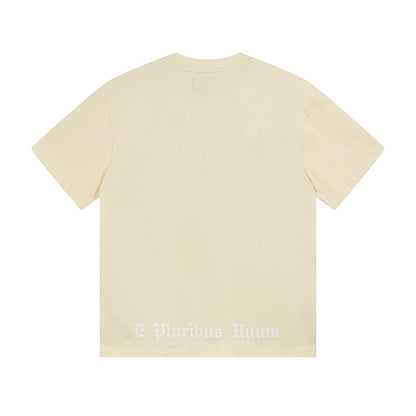 T-shirt beige délavé style vintage pour homme (impression artisanale) 3163