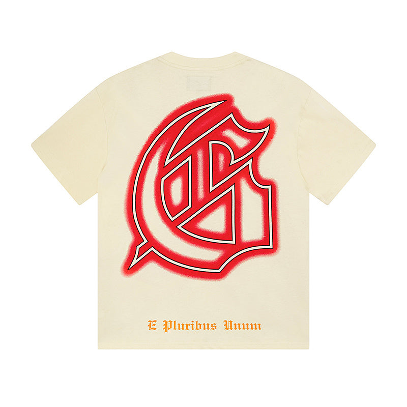 T-shirt beige délavé style vintage pour homme (impression artisanale) 3167